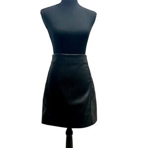 Women's H&M Black faux leather pleather vegan mini Skirt Sz 12 NWOT